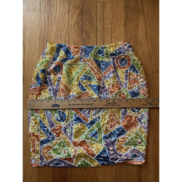 Vtg Seguin Skirt 6 Mosaic Geometric Bright Colorful Artsy Designer Eras - Picture 5 of 7